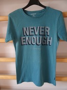 T-shirt _RESERVED _ morski NEVER ENOUGH  r. 152