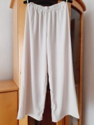 Beżowe nude szerokie spodnie Włoskie L Wide Leg lejące na Gumce