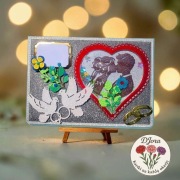 Ręcznie robiona kartka ślubna, shaker nr 1 – unikatowa DJora