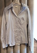 Mafil Biała bluzka w niebieskie paski długi rękaw koszula r. 38 / M