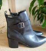 Damskie czarne botki skórzane- PEPE JEANS-rozm.39.