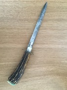 Nóż myśliwski, bagnet, róg jelenia, antyk, lata 30