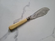 Duży Wyjątkowy Nóż XIX wiek Zdobiony Do Ryb Ciasta Uchwyt Kość Słoniowa 