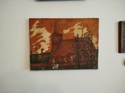 Obraz olejny z 1964 r. – Kościół, sygnowany Klimczak