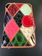 Skorzany portfel kolorowy