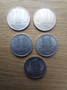 Niemcy - Republika Demokratyczna 1 pfennig 1968-1981 stan II/+II; 5 monet