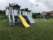Plac zabaw duży domek dla dzieci piaskownica ślizg