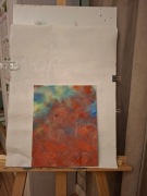 Obraz malowany przez dziecko farbami plakatowymi na płótnie