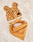 #handmade śliczny jesienny komplecik czapka+chustka 12-18 miesiecy 