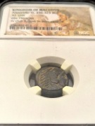 Antyczna moneta UNIT - Aleksander Wielki - grading NGC + książka Szyfr