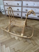 Vintage ratanowe bambusowy konik na biegunach boho 
