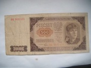 POLSKA BANKNOT 500 zł 1948 r.  seria BK