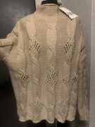 ZARA sweter tunika oversize z półgolfem z wełną gruby duży wzory