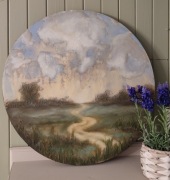 Obraz olejny okrągły pejzaż Droga