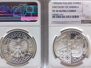 200 TYS.ZŁ KOLUMB ODKRYCIE AMERYKI 1992 NGC PF70 ! MAX IDEAŁ