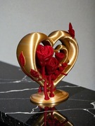 Złote Serce z Różami i Motylem - Ekskluzywna Statuetka