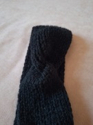 Opaska na uszy głowę czoło miękka czarna handmade turban jesień 