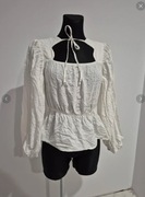 Biała bluzka z bufkami NA-KD 100% bawełna