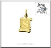Złota zawieszka literka na papirusie wisiorek litera S papirus Au585 