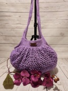 Fioletowa paryżanka torba na ramie handmade szydełko 