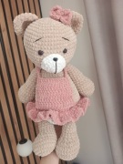 Pluszowy ręcznie robiony miś w piętowej sukience 45cm