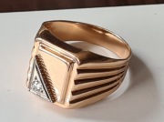 Sygnet z rosyjskiego czerwonego złota próba 585, waga: 6,44g, unikat