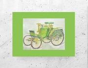 retro obraz z automobilem, vintage plakat samochód