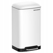 Kosz na śmieci Songmics 30L, stalowy, z pokrywą, biały + GRATIS