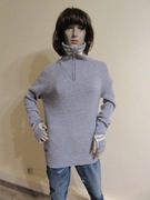 DEVOLD damski szary sweter stójka wycięcia na kciuk 100% wełna _ M