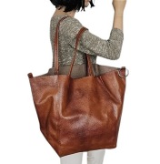 NOWA brązowa torebka hobo duża worek shopperbag shoperka z kosmetyczką