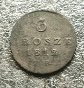3 grosze Księstwo Warszawskie,  1812r, I B