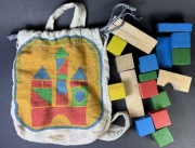 Klocki drewniane w oryginalnym opakowaniu, plecak