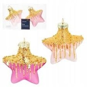 Komplet 2 Bombki szklane gwiazdy różowa i przeźroczysta