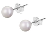 Kolczyki damskie srebrne perełki próba 925 6mm 