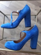 Buty na słupku niepowtarzalny kolor niebieski lata 60-te