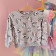 Bluza H&M 98 104 szara jednorożce długi rękaw bawełna wiskoza 