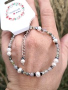 Bransoletka talizman perły naturalne i inne kamienie 