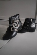 Skórzane buty kowbojki z klamrami botki 36 kozaki