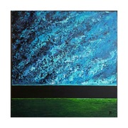 "Horyzont ciszy III Burza": obraz abstrakcyjny akrylowy 40x40 cm