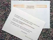 Wisława SZYMBORSKA, kartka , wizytówka, koperta, 1997 rok Kraków