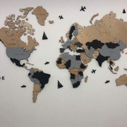 Drewniana mapa Świata XL - 200x130 cm