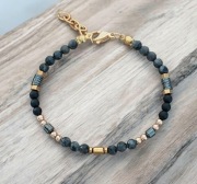 Bransoletka kamienie naturalne labradoryt agat hematyt stal