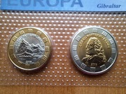 Set monet Euro Próba Gibraltar 2006 r. 8 próbnych monet w blistrze zestaw