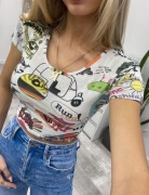Crop Top Xs, Run, z krótkim rękawem, kolorowa, elastyczna