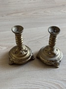 Dwa mosiężne świeczniki świecznik PRL vintage retro