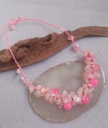 Naszyjnik kamienie naturalne kwarc różowy 