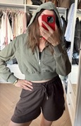 H&M krótka bluza z kapturem hoodie Crop kaptur na suwak Zara rozpinana