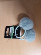 miętowa gumka do włosów z pomponem zestaw 2 gumki