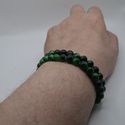 Komplet dwóch bransoletek zielone oko tygrysa 8mm/19cm