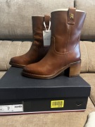Tommy Hilfiger Botki Riding Lthr Mid Boot Block Heel